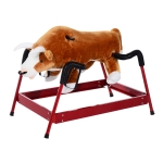 Qaba Kids Plush Toy Spring Rocking Horse-Style Rodeo Bull Ride-On Toy with Realistic Sounds