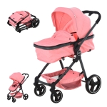 Qaba 2-in-1 Design Lightweight Travel Foldable Baby Stroller/Bassinet for Boys and Girls 0-36 Months - Pink