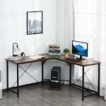 HOMCOM L-Shaped Desk, 59" Corner Computer Desk, Writing Workstation for Home, Office, Study, Dorm, Rustic Brown