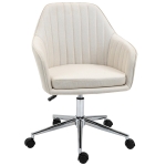 Vinsetto Office Computer Chair Mid-Back Task Chair with Tub Shape Design, Lined Pattern Back and Swivel Wheels for Living Room, Beige