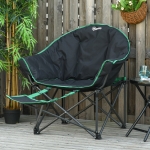 Outsunny Foldable Fishing Camping Chair with Carry Bag & Adjustable Footrest for Outdoor, Beach, Picnic, Hiking, Travel