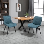 HOMCOM Dining Chairs, Set of 2, PU Upholstered Accent Chairs with Metal Legs for Kitchen, Grey