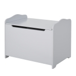 Qaba Kids Wooden Toy Storage Box Organizer Chest with Safety Pneumatic Rod, Large Chest Space, & Groove Handle - Grey