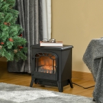 HOMCOM Freestanding Electric Fireplace Stove Heater with Realistic Flame Effect, Overheat Protection, 750W/1500W, Black
