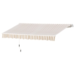 Outsunny 12' x 10' Manual Retractable Awning Outdoor Patio Exterior Window Awning with Adjustable & Versatile Design - Beige and White