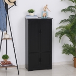 HOMCOM 4-Door Storage Cabinet Multi-Storey Large Space Pantry w/ Adjustable Shelves Black