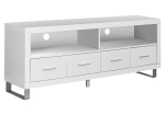 Monarch 60" Contemporary 4-Drawer Open Concept Shelf Storage Console TV Stand - White Finish