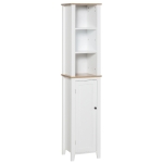 kleankin Bathroom Storage Cabinet with 3 Tier Adjustable Shelf Storage, Linen Tower Enclosed Cabinet for Anti-Toppling Design, White