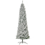 HOMCOM 9ft Prelit Snow Flocked Christmas Tree w/ Lights