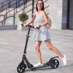 Soozier Foldable Kick Scooter with Adjustable Handlebar, Disc Brake, Rear Brake, 7.75'' Big Solid Wheels and Shock Absorption System, 100kg Capacity for 14+ Teens Adult Kids