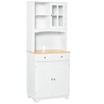 HOMCOM 67" Kitchen Buffet with Hutch, Pantry with Framed Doors, 2 Drawers, and Open Microwave Countertop, White