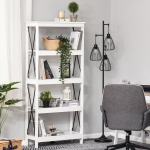 HOMCOM 4-Tier Bookcase Display Shelf Unit Storage Rack Organizer for Living Room Office White