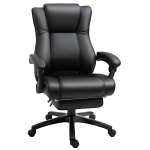 Vinsetto Thick Padded Computer Desk Chair with Retractable Footrest and Recline, Black