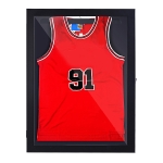 HomCom 35" x 28" Wooden Wall Mounted Jersey Memorabilia Shadow Box Display Case with Latch - Black