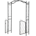 Outsunny 85" x 19" Metal Garden Arch & Gate with Scrollwork for Climbing Vines Decoration & Ground-Mountable Columns