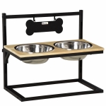 PawHut Elevated Dog Bowl Pet Feeder with Stainless Steel Bowls, Adjustable Platform