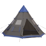 Outsunny Large 6-Person Metal Teepee Camping Tent with Weather Protection, Portable Design, and Included Carrying Bag
