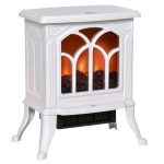 HOMCOM Freestanding Electric Fireplace Stove Heater w/ Flame Effect 750W/1500W, White