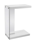 Monarch 25" Modern Tempered Glass Panel Frame C-Shaped Side Accent Table - Glossy White Finish