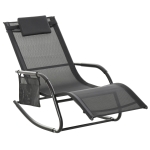 Outsunny Outdoor Rocking Recliner, Sling Sun Lounger with Removable Headrest, Black