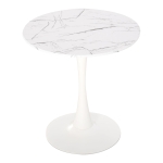 HOMCOM Modern Round Dining Table with Spacious Tabletop and Metal Base for Kitchen or Dining Room, Faux White Marble