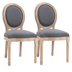 HOMCOM French-Style Upholstered Dining Chairs Set of 2, Armless Accent Side Chairs with Linen-Touch Upholstery, Set of 2, Grey