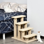 PawHut 4 Tier Pet Stairs Dog Cat Step Scratch Post Furniture, Light Brown