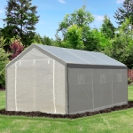 Outsunny 20' x 10' x 9' Greenhouse with Roll Up Doors & 6 Windows Plant Growth Warm House Outdoor PE Cover White
