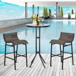 Outsunny 3pcs Outdoor Patio Pub Set Garden High Bistro Set 1 Table & 2 Bar Stool Dining Chat Set All Weather