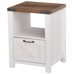 HomCom Industrial Side Table with Storage Drawer, Display Shelf, a Large Working Tabletop, & Strong Materials - White