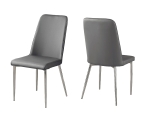Monarch 2 Piece PU Leather Chrome Legged Modern Dining Chair Set - Grey