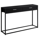 Monarch 48" Contemporary Industrial Accent Hall Sofa Console Table with 2 Drawers and Minimalist Metal Base - Black / Black Metal