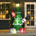 HOMCOM 7 Feet Tall Christmas Inflatable Tree, LED Lighted with Santa Claus, Snowman and Gift Box for Home Indoor Outdoor Garden Lawn Decoration Party Prop