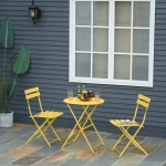 Outsunny 3 Pieces Garden Bistro Coffee Set Foldable Patio Chair & Square Table for Outdoor Yard Porch Poolside Balcony Blue(c-1)