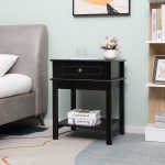 HOMCOM Modern Nightstand, Accent End Side Table with Drawer and Storage Shelf, Bedside Table for Bedroom Living Room, Black