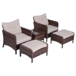 Outsunny 5pcs Outdoor Patio Furniture Set Wicker Conversation Set Footrest Coffee Table