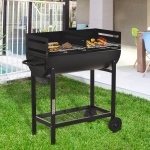 Outsunny 35.5" Portable Outdoor Charcoal BBQ Grill Cart 2 Rolling Wheels