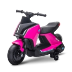 Aosom 6V Kids Motorcycle Dirt Bike Electric Battery-Powered Ride-On Toy Off-road Street Bike with Music, Headlights, Rechargeable Battery, Training Wheels, for Ages 2-4, Pink