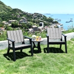 Outsunny 3 Piece Garden Coffee Set Outdoor Garden Furniture Set with 1 Round Table and 2 Armchairs Patio, PP, Grey