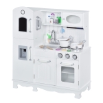 Qaba Large Kids Kitchen Playset With Telephone, Water Dispenser Simulation Cooking Set