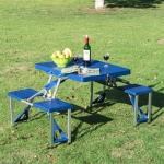 Outsunny Folding Picnic Table Chair Set Junior Outdoor Seating Portable Bench, Blue
