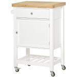 HOMCOM Utility Rolling Kitchen Island Cart w/ Storage Shelf, Wheels, Smooth Top, White