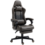 Vinsetto Adjustable High Back Gaming Chair, Racing Office Recliner Chair w/ Footrest, Pillow, Brown