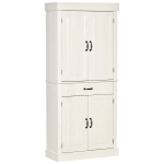 HOMCOM 71" Freestanding Kitchen Pantry with 4 Doors, and 2 Large Cabinets, Tall Storage Cabinet with Wide Drawer for Kitchen Dining Room, White