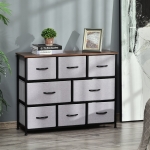 HOMCOM 8-Drawer Dresser, 3-Tier Fabric Chest of Drawers, Storage Tower Organizer Unit with Steel Frame Wooden Top for Bedroom, Hallway, Grey