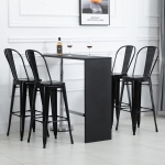 HOMCOM Set of 4 Bar Stools Kitchen Industrial Breakfast Bistro Cafe Metal Frame Black
