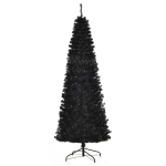 HOMCOM 7ft Unlit Artificial Christmas Tree Slim Douglas Fir with Realistic Branches, Halloween Tree with 818 Tips, Black