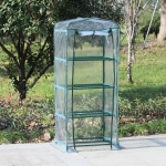 Outsunny Portable Mini Garden Greenhouse with 4 Tier Shelf Outdoor Plant Flower Warm House Plant Shed w/ Clear Cover