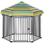PawHut 48" x 41" Heavy-Duty Outdoor Pet Cage Kennel with Weather-Resistant Polyester Roof, Locking Door, & Metal Frame