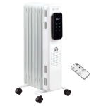 HOMCOM 1500W 7-Fin Oil Filled Radiator Electric Space Heater w/ Remote & Wheels, White